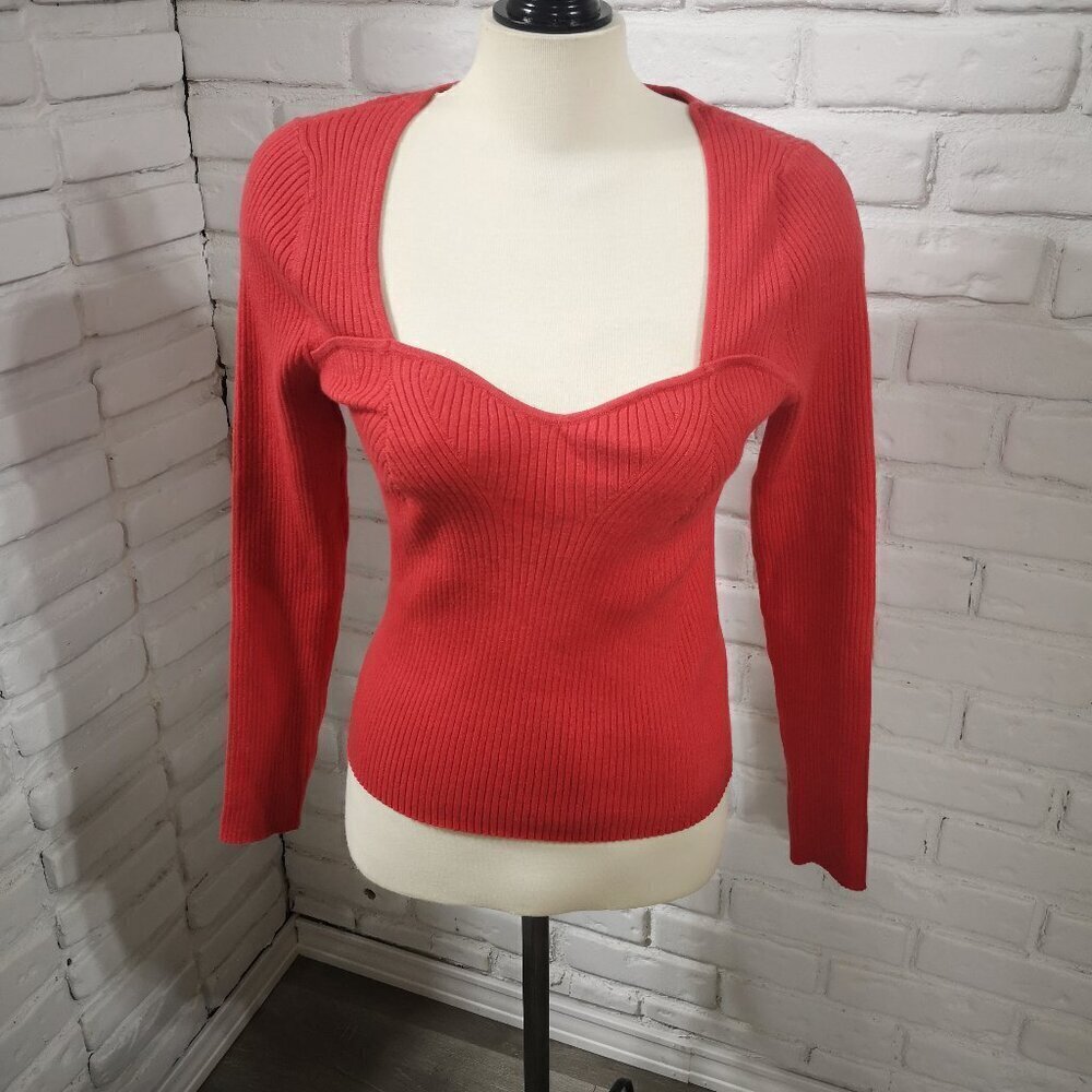 NWT Old Navy Girls Size Large Red Square Neckline Sweater